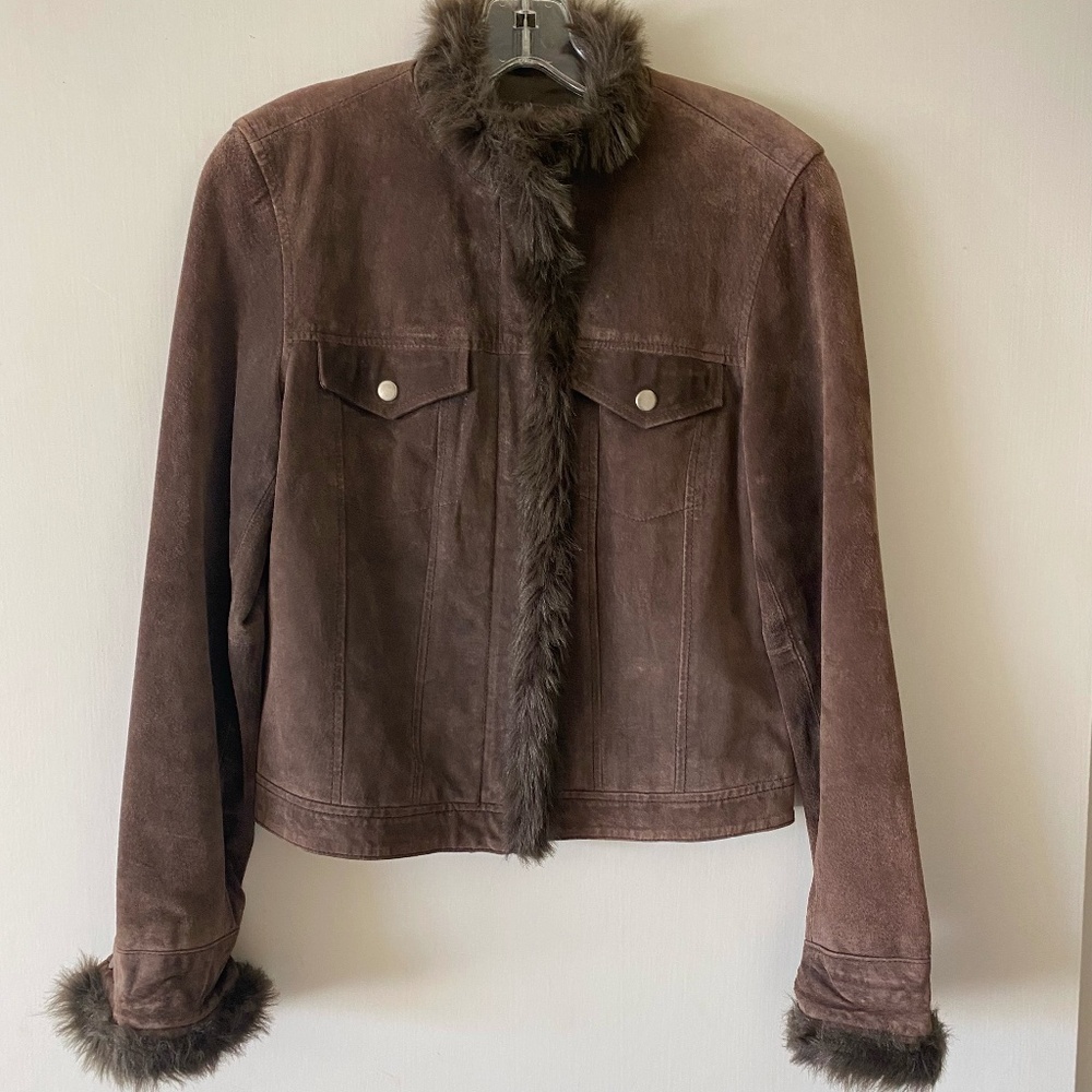 Goldwater Creek Brown Suede Leather Jacket
